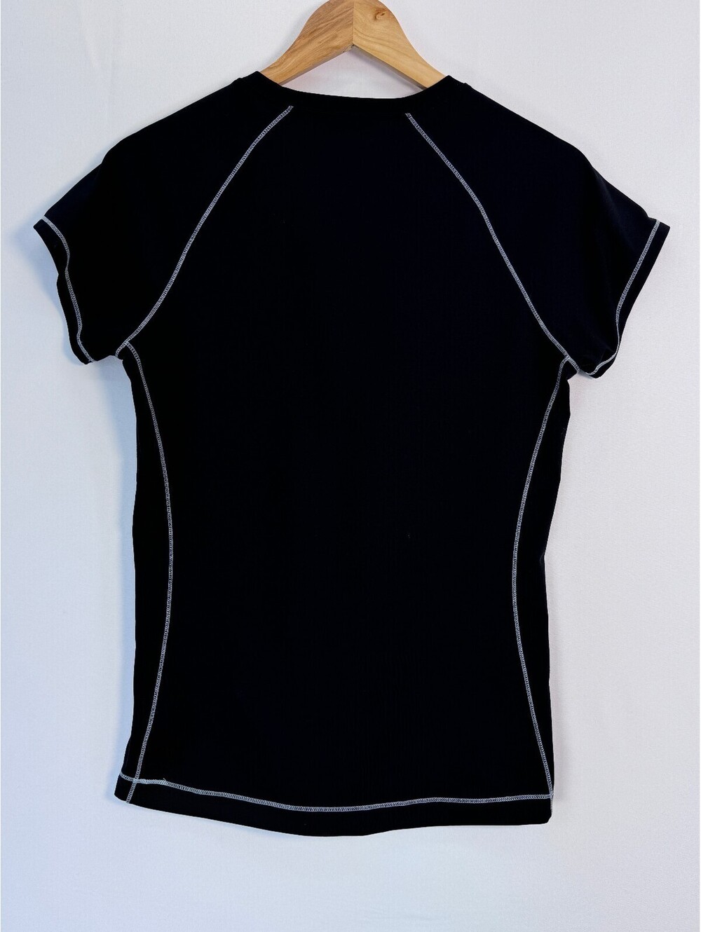 Alo Yoga Performance Athletic Shirt Black Contrast Stitch Womens XS Y2K Workout - Picture 4 of 7